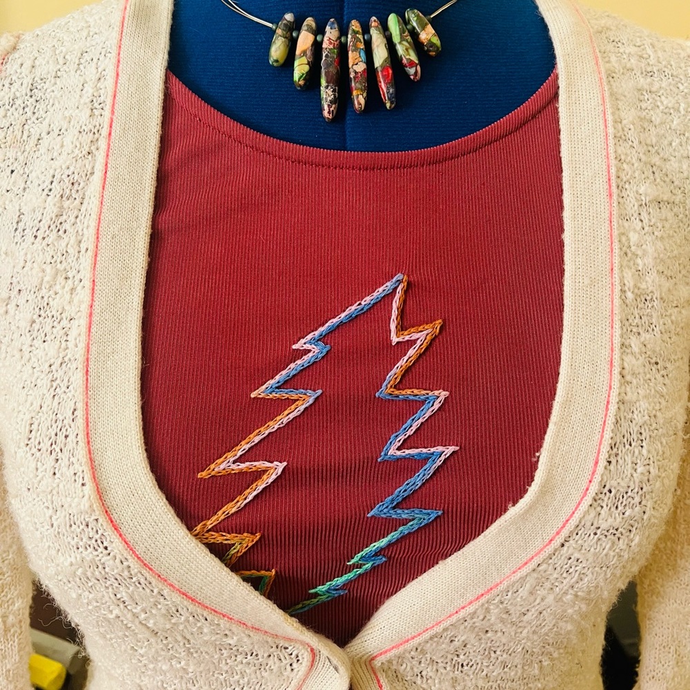 One-of-a-kind!! Hand embroidered Grateful Dead bolt -Kendall + Kylie dress sz M